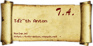 Tóth Anton névjegykártya